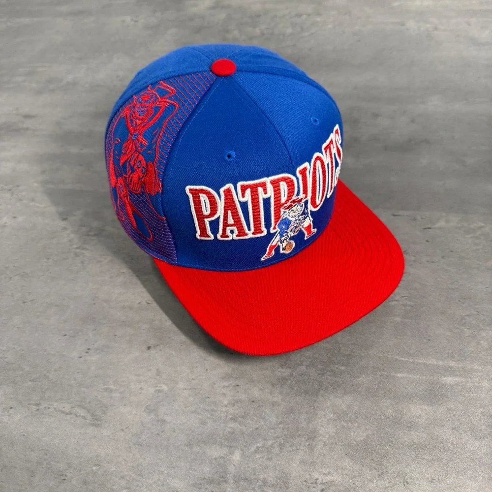 Mitchell & Ness New England Patriots Snapback Hat Blue Red Shadow Laser Wool